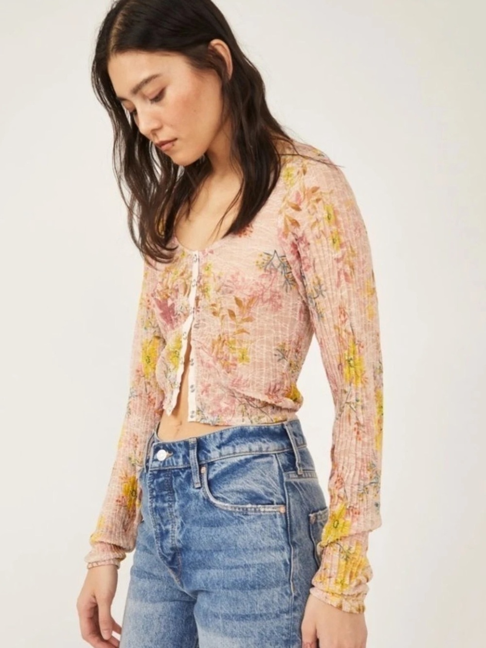 Free People Boho Angelina Floral Lace Top
